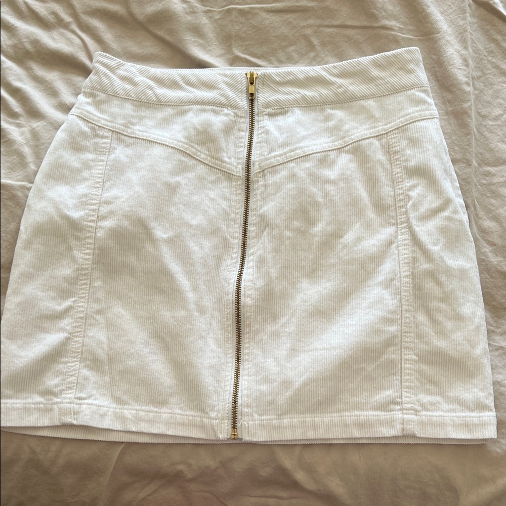 Wild Fable White Corduroy Mini Skirt with Gold Zipper